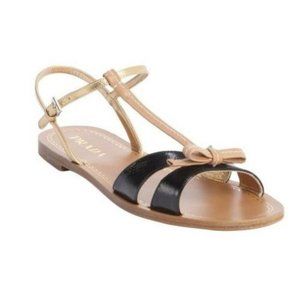 Prada leather bow sandals